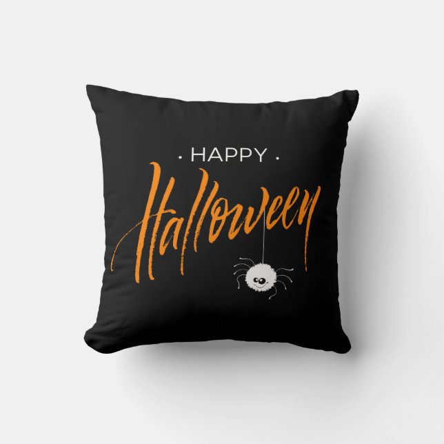 Happy Halloween Cute Spider Throw Pillow (Front)