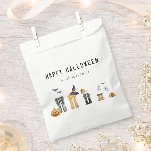 Happy Halloween Cute Spooky Watercolor Family Favour Bag (Clipped)