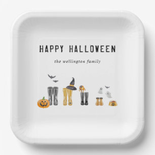 Happy Halloween Cute Spooky Watercolor Family Paper Plate