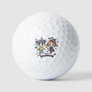 Happy Halloween - Cute Witch and Zombie Golf Balls