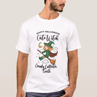 Happy Halloween Cute Witch Candy Collector  T-Shirt