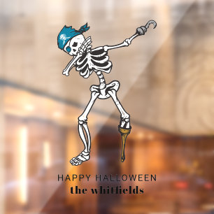 Happy Halloween Dabbing Skeleton Pirate Window Cling