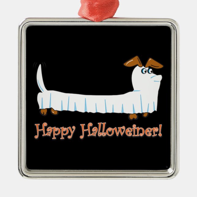 Happy Halloween Dachshund Metal Ornament (Front)