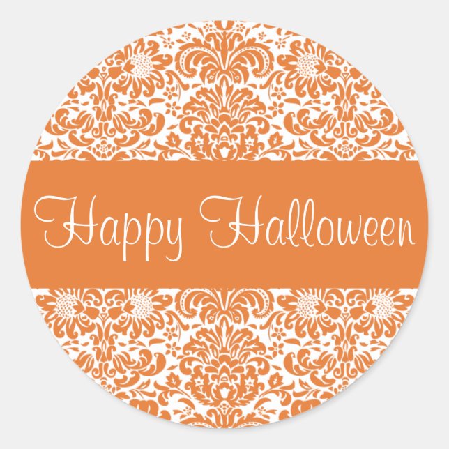 Happy Halloween Damask Envelope Sticker Seal (Front)