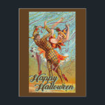Happy Halloween Dancing Jester Masquerade Vintage Postcard<br><div class="desc">If you love anything and everything that is vintage this is for you! Travel back to yesteryear and get lost in the beautiful colour and detail of this vintage image. Gorgeous artwork of days long ago. Text reads "Happy Halloween".</div>