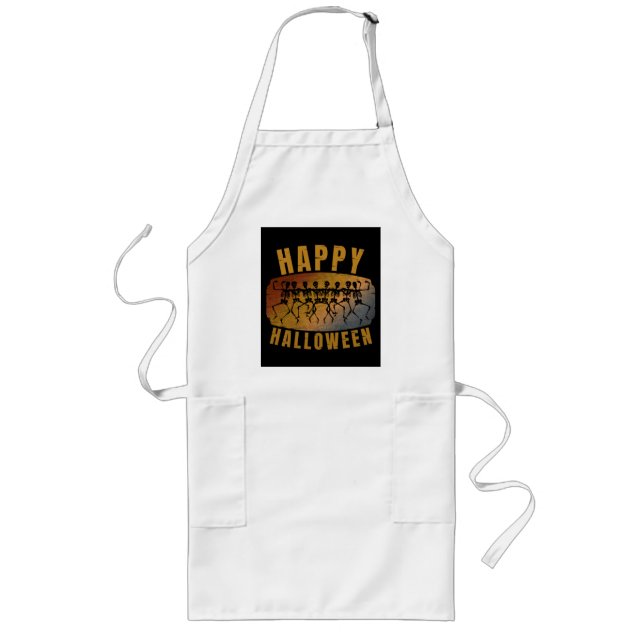 HAPPY HALLOWEEN DANCING SKELETON LONG APRON (Front)