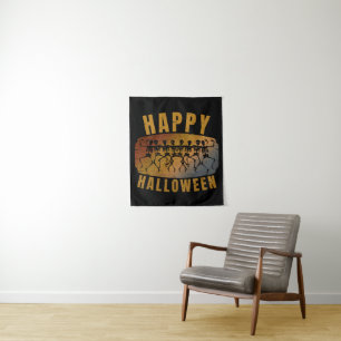 HAPPY HALLOWEEN DANCING SKELETON TAPESTRY