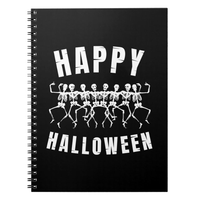 HAPPY HALLOWEEN DANCING SKELETONS NOTEBOOK (Front)