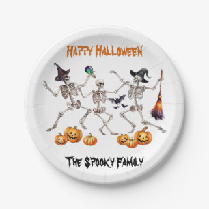 Happy Halloween Dancing Skeletons Paper Plate