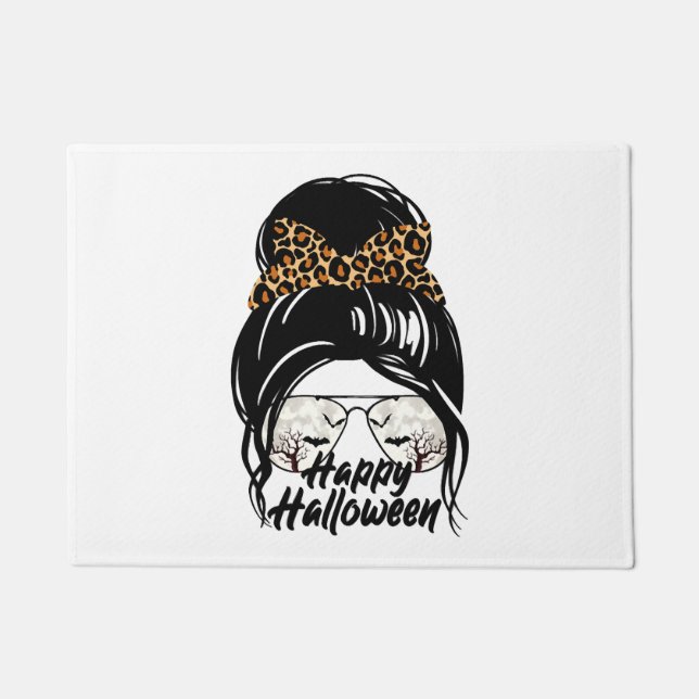 Happy Halloween Day 2021 Halloween Leopard Mom Doormat (Front)