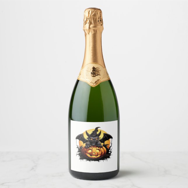 Happy Halloween Day - Funny Halloween Classic T-Sh Sparkling Wine Label (Front)