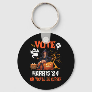 Happy Halloween Day Vote Harris 2024 Or You Will B Keychain