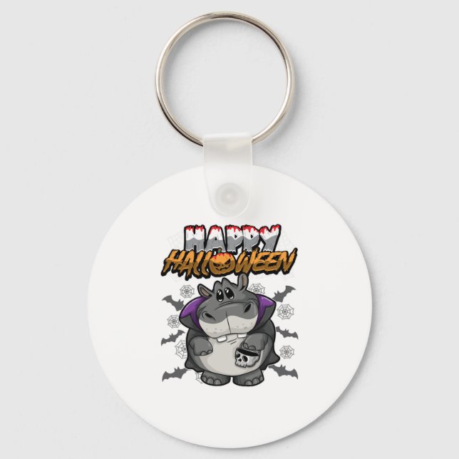 Happy Halloween Disguised Hippopotamus Keychain (Front)
