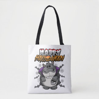 Happy Halloween Disguised Hippopotamus Tote Bag