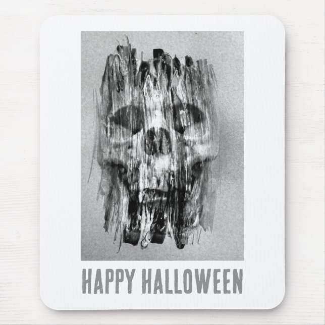 Happy Halloween. Distressed skull Mouse Pad (Front)