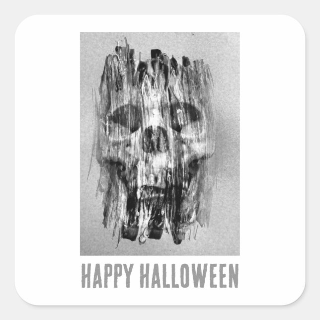 Happy Halloween. Distressed skull Square Sticker (Front)