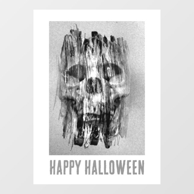 Happy Halloween. Distressed skull Window Cling (Sheet)