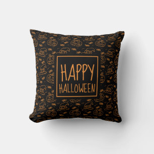 Happy Halloween Ditzy Pattern   Throw Pillow