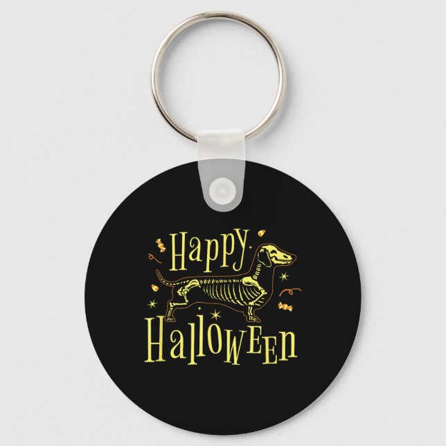 Happy Halloween Dog - Funny Halloween Keychain (Front)