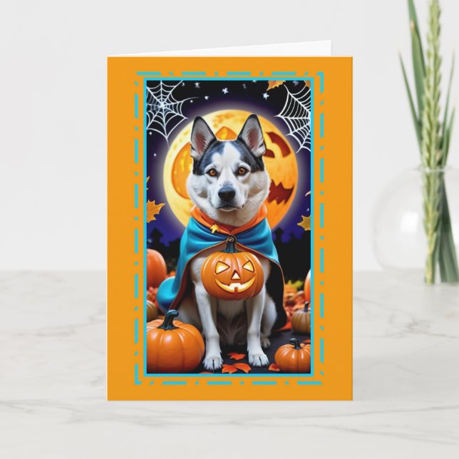 Happy Halloween Dog in Costume Holiday Card (Front)