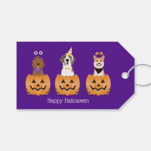 Happy Halloween Dogs In Pumpkins Gift Tags