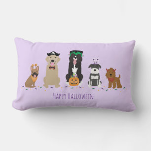 Happy Halloween Dogs Purple Lumbar Pillow