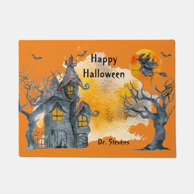 Happy Halloween Doormat, fall decor Doormat (Front)