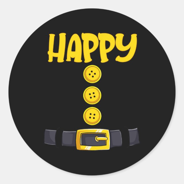 Happy Halloween Dwarf Costume Colour Matching  Classic Round Sticker (Front)