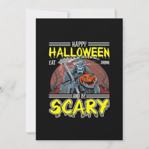 Happy Halloween Eat Drink And Be Scary Cool  Holiday Card