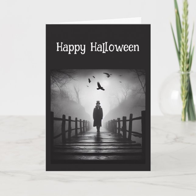 Happy Halloween Edgar Allan Poe Raven Poem Card (Front)
