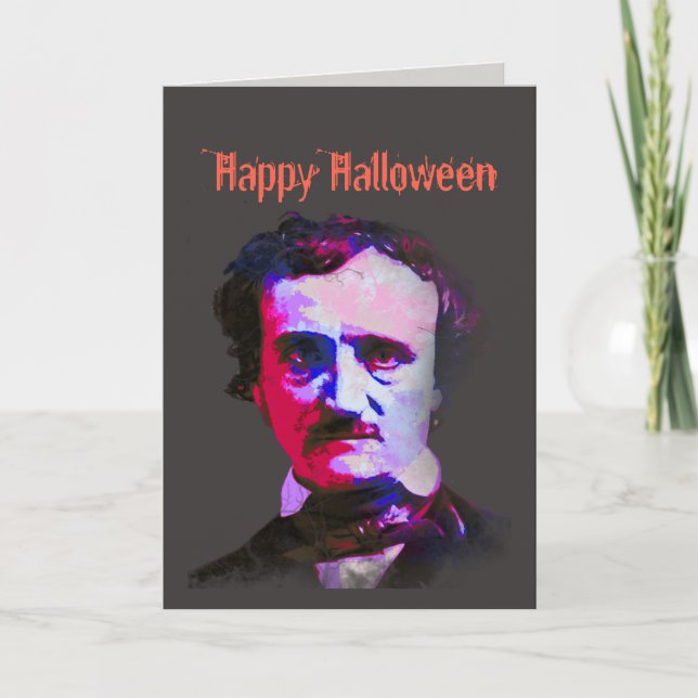 Happy Halloween Edgar Allan Poe Raven Poem Card (Front)