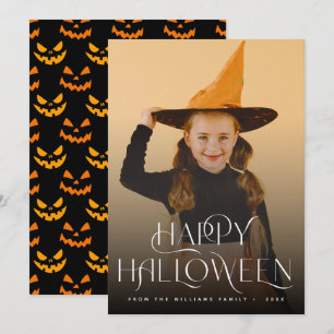 Happy Halloween Elegant Calligraphy Photo Card