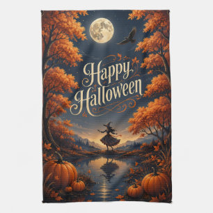 Happy Halloween Enchanted Autumn Pumpkin Kitchen Towel