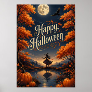 Happy Halloween Enchanted Autumn Pumpkin Poster