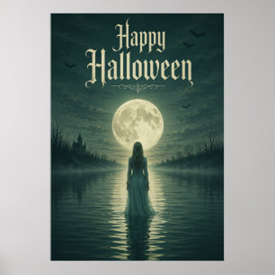 Happy Halloween Ethereal Gothic Moonlight Silhouet Poster