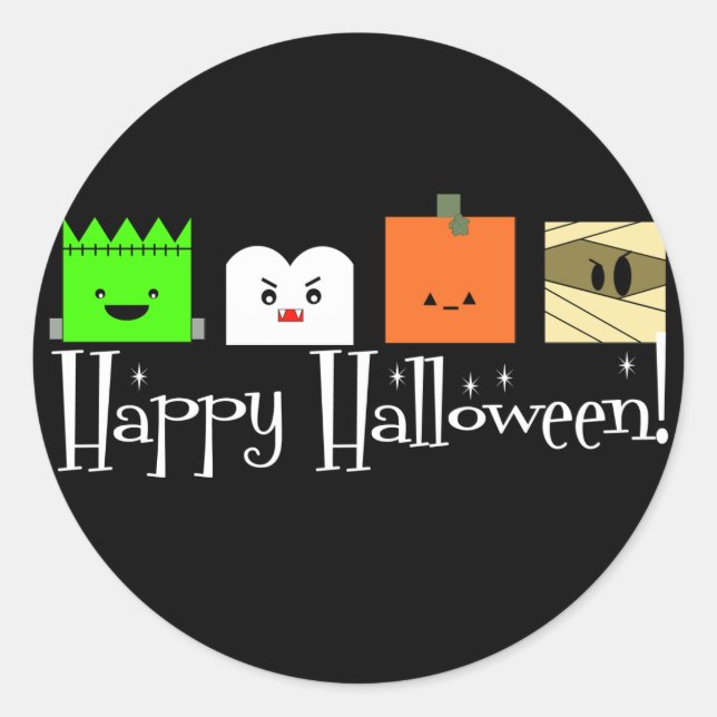 Happy Halloween Faces Classic Round Sticker (Front)