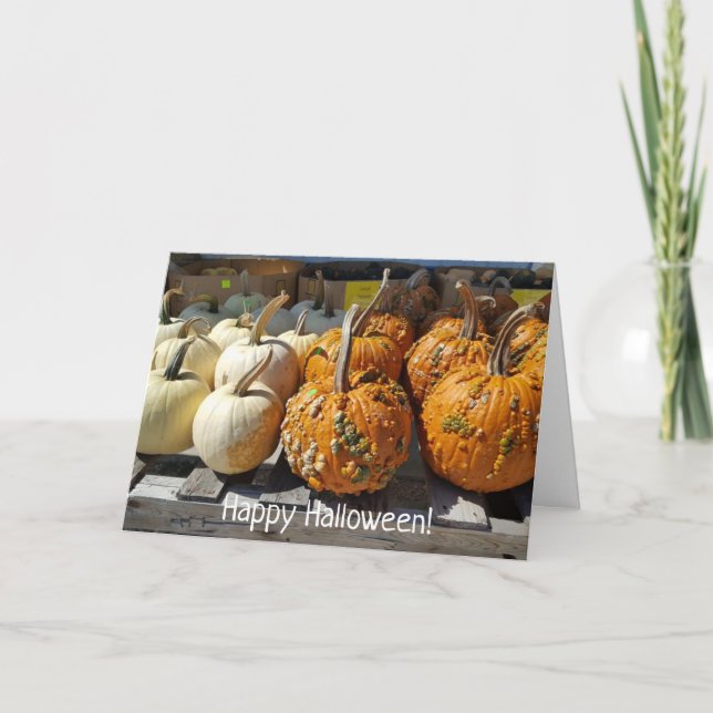 Happy Halloween Fall Pumpkin Display card (Front)