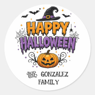 Happy Halloween Family Round Sticker