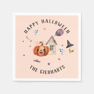 Happy Halloween Family Treats Custom Party Paper Napkin