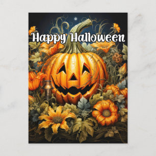 Happy Halloween Festive Autumn Pumpkin Postcard