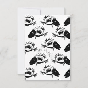 Happy Halloween Fish Skeleton Digital Ink Art Card