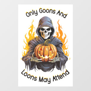 Happy Halloween Flaming Skeleton With Pumpkin Window Cling