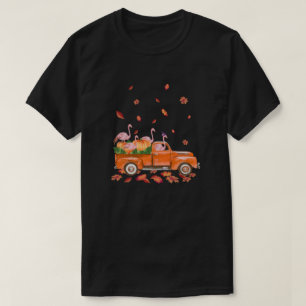 Happy Halloween Flamingo Fall Autumn Pumpkin Truck T-Shirt