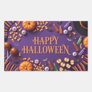 Happy Halloween Flat Lay Greeting on Purple Sticker