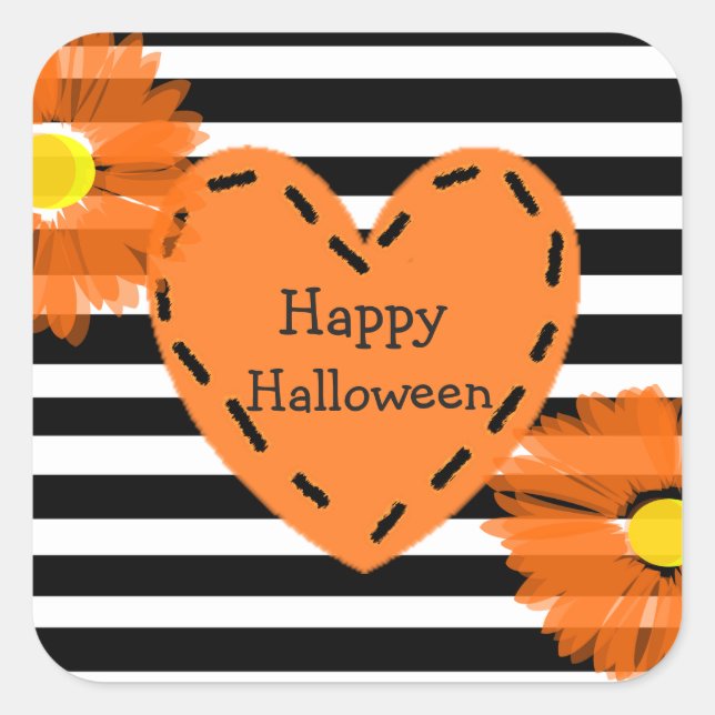 Happy Halloween Floral Heart Stickers (Front)
