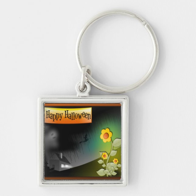 Happy Halloween & Flowers - Keychain (Front)