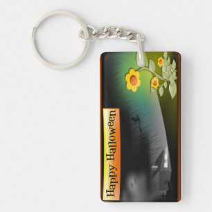 Happy Halloween & Flowers - Keychain