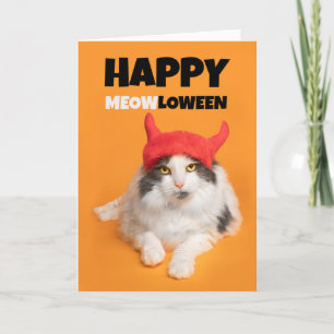 Happy Halloween For Anyone Funny Cat Devil Humour  Holiday Card