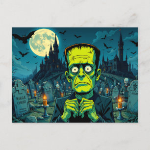 Happy Halloween Frankenstein  Holiday Postcard