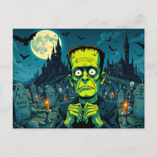 Happy Halloween Frankenstein  Holiday Postcard